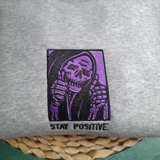 Stay Positive Embroidery Sweatshirt, Halloween Brewing Co Sweatshirt