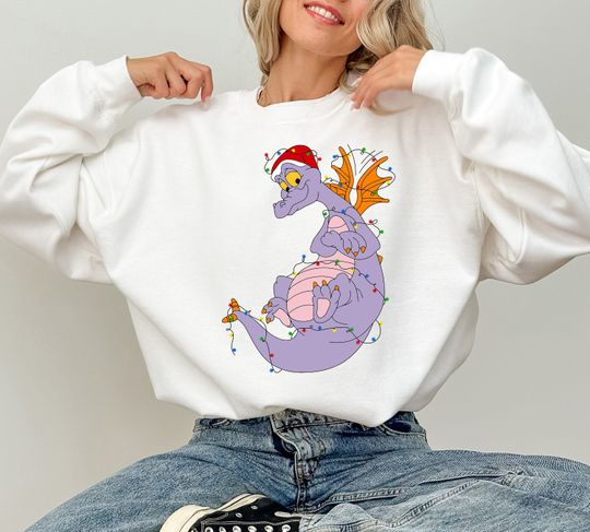 Disney Figment Christmas Lights Epcot Sweatshirt, Cute Santa Figment Christmas Sweatshirt