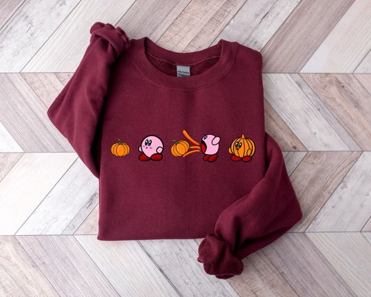 Kirby Pumpkin Sweatshirt, Funny Fall Sweatshirt, Funny Halloween Shirt