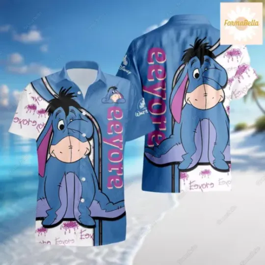 Disney Donkey Shirt, Winnie The Pooh Shirt, Eeyore Button Shirt 3D HAWAII SHIRT