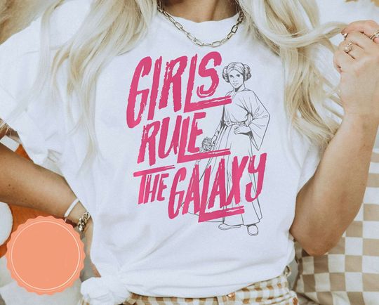 Vintage Disney Star Wars Day 2024 Shirt, Princess Leia Girls Rule The Galaxy Sketch Retro T-shirt