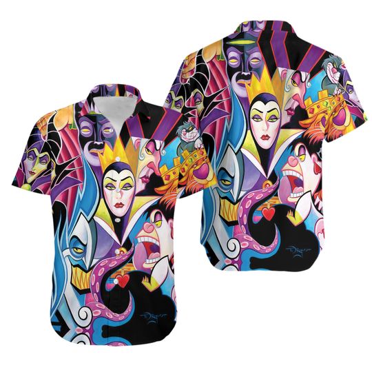 VILLAINS Disney Halloween Hawaiian Shirt, Summer Vacation Gifts