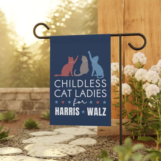Cat Ladies for Harris Walz 2024 Garden Flag, Kamala Harris for President Democrat Flag, Political Yard Flag, Election 2024 Flag