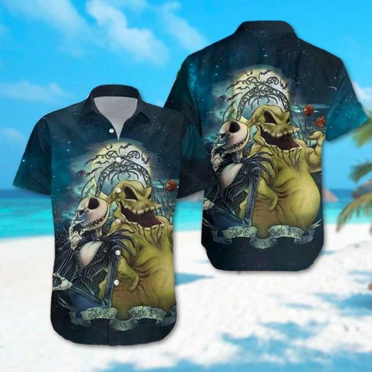 Jack Skellington Hawaiian Shirt, A Nightmare Before Christmas Button Down Short Sleeve Hawaiian, Horror Halloween Party Gift