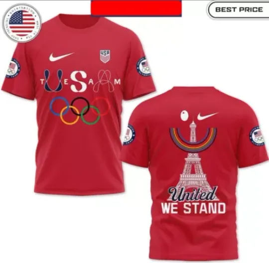 USA United We Stand Olympic Paris 2024 Team USA 3D TShirt | Olympic Support Shirt | Team USA Olympic 2024 Shirt