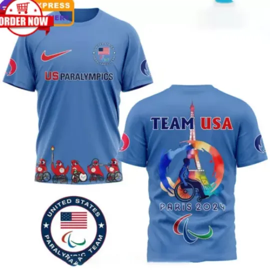 Olympic Paris 2024 US Paralympics  3D T- Shirt | Olympic Support Shirt | Team USA Olympic 2024 Shirt