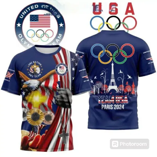 US Olympic Paris 2024 Celebrating Love PRINT 3D 3D T- Shirt | Olympic Support Shirt | Team USA Olympic 2024 Shirt