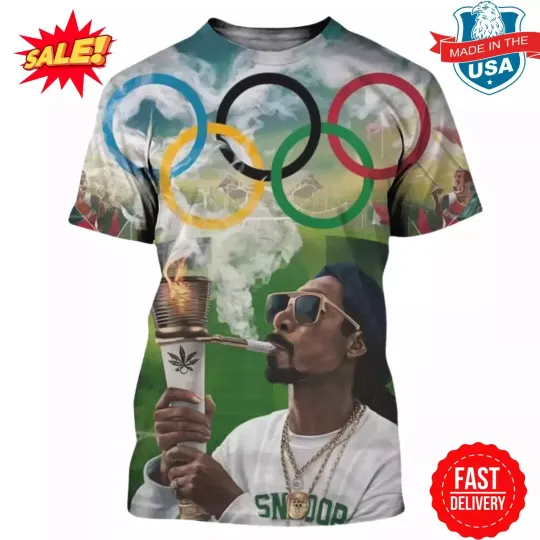 Snoop Dogg At The Olympics 2024 Paris Hold The Biggest Torch 3D T- Shirt | Olympic Support Shirt | Team USA Olympic 2024 Shirt
