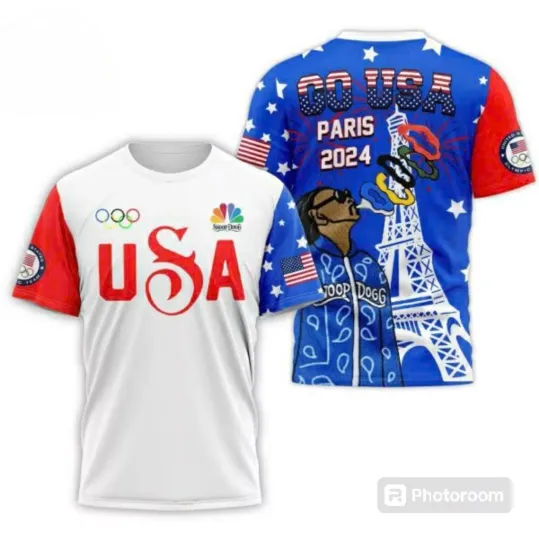 Snoop Dogg USA Olympic Paris 2024 3D T- Shirt | Olympic Support Shirt | Team USA Olympic 2024 Shirt