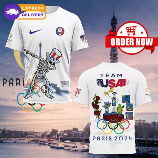 Olympic Paris 2024 Grateful-Dead Team USA 3D T- Shirt | Olympic Support Shirt | Team USA Olympic 2024 Shirt