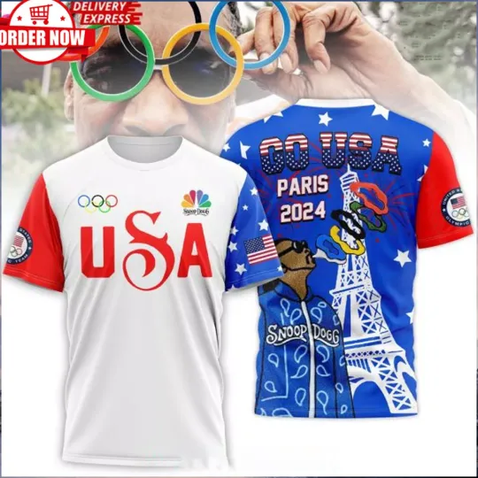 Snoop DoggxTeam USA Olympic Paris 2024 3D T- Shirt | Olympic Support Shirt | Team USA Olympic 2024 Shirt
