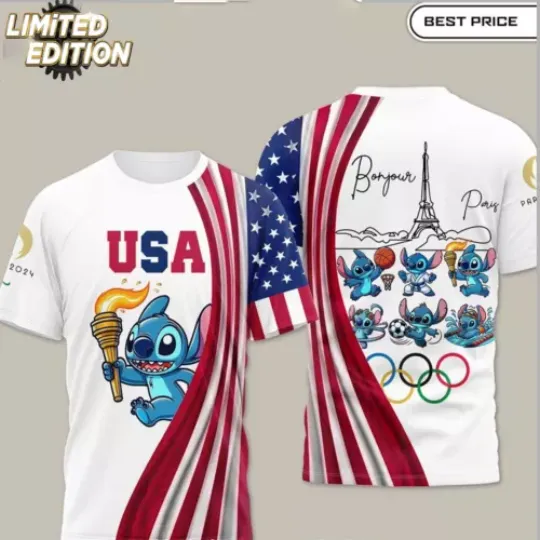 titch Olympic Paris 2024 Team USA 3D T- Shirt | Olympic Support Shirt | Team USA Olympic 2024 Shirt