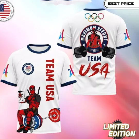 Deadpool Team USA Olympic Paris 2024 3D T- Shirt | Olympic Support Shirt | Team USA Olympic 2024 Shirt