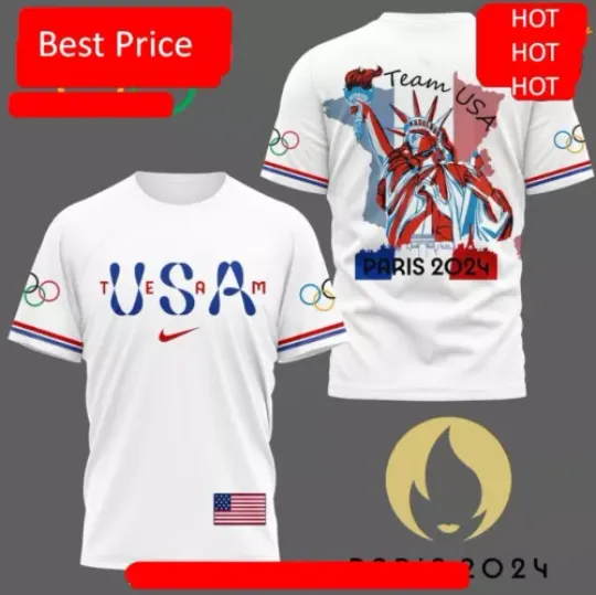 Team USA Olympic Paris 2024 3D T- Shirt | Olympic Support Shirt | Team USA Olympic 2024 Shirt