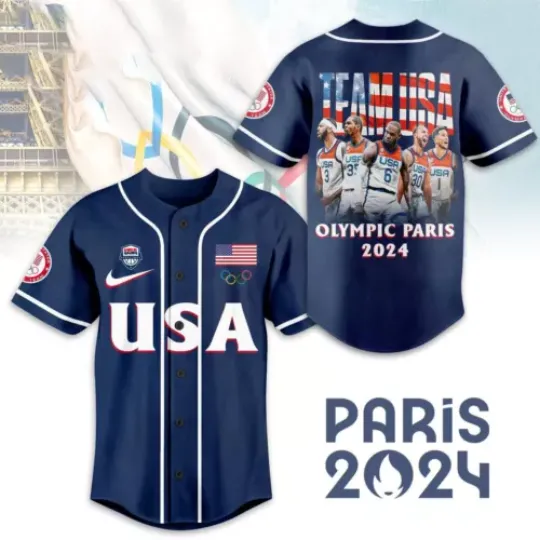 Team USA Basketball Team In Olympic 2024 Baseball Jersey Shirt