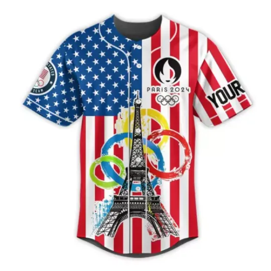 2024 Paris Olympic Shirt, United States Olympics Team Baseball Jersey Shirt