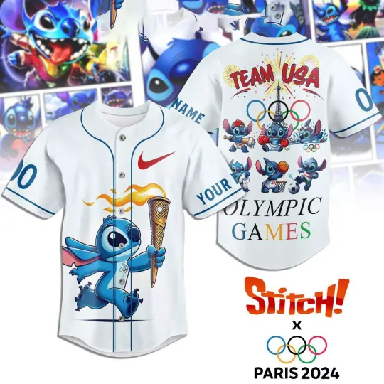 Stitch Paris 2024 Olympic Games Personalized Baseball Jersey