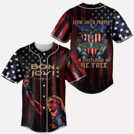 Bon Jovi For The Land Of The Free Baseball Jersey Shirt Men Women