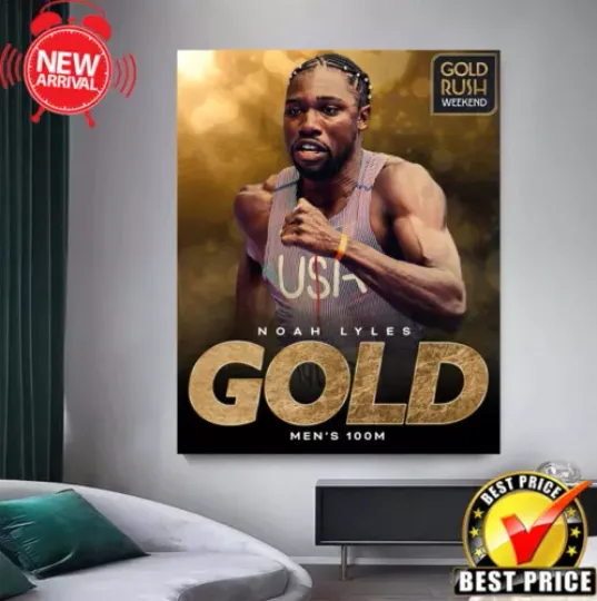 NOAH LYLES IS AN OLYMPIC GOLD MEDALIST FOR THE FIRST TIME  Poster, No-Framed