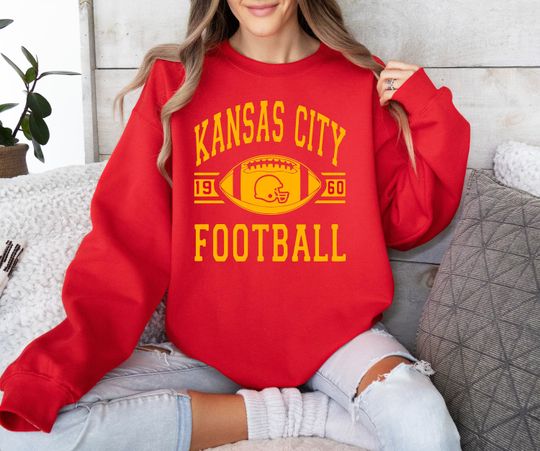 Trendy Kansas City Football Sweatshirt, Kansas City Football Fan Shirt, Kansas City Football Gift, Go Kansas City Crewneck Shirt