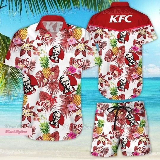 Kfc Chicken Shirt, Kfc Chicken Hawaii Shirt, Fast Food Button Shirt, Kfc Chicken Shorts, Button Down Shirt, Fast Food Summer Shorts