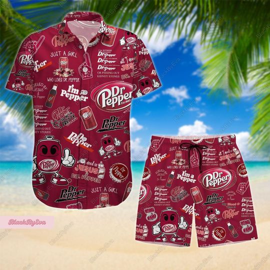 Dr Pepper Button Shirt, Dr Pepper Soda Swims Shorts, I Love Dr Pepper Hawaiian Shirt, Button Down Shirt, Diet Dr Pepper Men Shorts