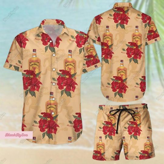 Fireball Whisky Shirt, Fireball Shorts, Fireball Hawaiian Shirt, Fireball Button Shirt, Swim Shorts, Button Down Shirt, Summer Shirt