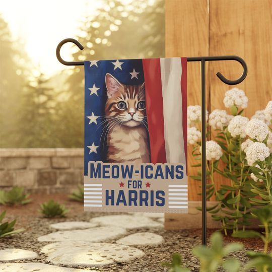 Meow-ican's for Harris 2024 Garden flag, Cat Lady Harris election, 2024 Election sign