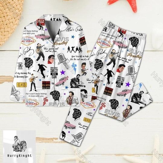 Elvis Presley Pajamas Set, Elvis Presley Pajamas Family, Rock And Roll Shirt, Elvis Presley Merch Pajamas, Elvis Presley Tour Pajamas