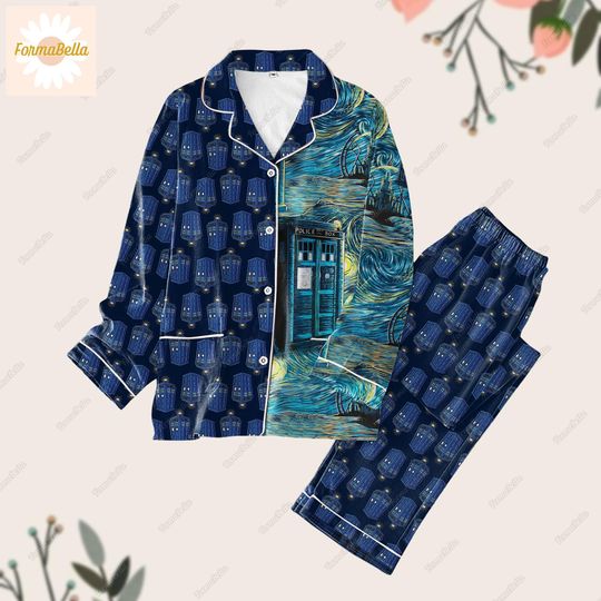 Halloween Doctor Who Pajamas Set, Tardis Doctor Who Pjs, Doctor Who Pajamas Pants, Pajamas For Party, Doctor Who TV Series Pajamas