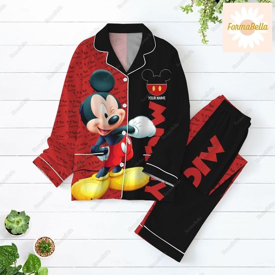 Halloween Mickey Pajamas Set, Disney Mickey Pajamas, Mickey Mouse Pajamas, Mickey Pajamas Pants, Mickey Holiday Pajamas, Set Of Pajamas