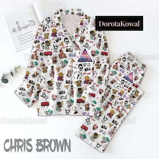 Chris Brown Back To Sleep Pajamas Set, Chris Brown Set Of Pajamas, Chris Brown Matching Pajamas Set, Chris Brown Pajamas Set