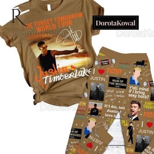 Justin Timberlake Pajamas Set, The Forget Tomorrow World Tour Short Sleeve Pajamas Set, Jt World Tour 2024, Timberlake 2024 Pajamas Set