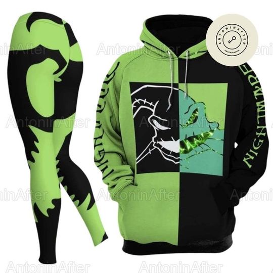 Oogie Boogie Hoodie Legging Set, Nightmare Before Christmas Hoodie, Oogie Boogie Workout Legging, Horror Movie Set, Gift For Fan