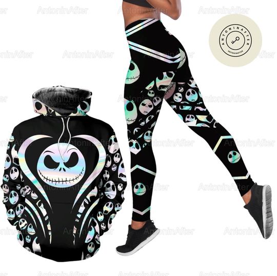 Jack Skellington Hoodie, Jack Skellington Legging, Nightmare Before Christmas Hoodie, Skellington 3D Hoodie, Skellington Yoga Legging