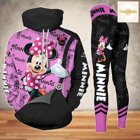 Minnie Hoodie, Minnie Mouse Leggings, Disney Minnie Hoodie, Minnie Yoga Leggings, Cartoon Hoodie, Disney Mouse Hoodie, Gift For Her