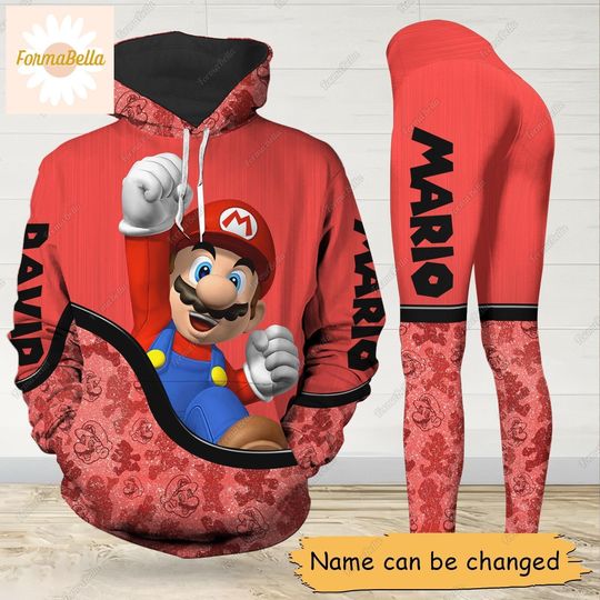 Halloween Mario Hoodie/Leggings, Personalized Hoodie, Super Mario Hoodie, Video Game Hoodie, Mario Workout Leggings, Leggings For Women