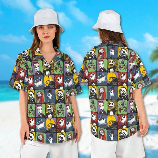 The Nightmare Before Christmas Hawaii Shirt, Jack Skellington Halloween Hawaiian Shirt, Oogie Boogie Jack Sally Shirt For Men And Women