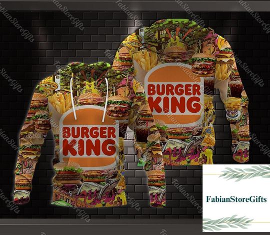 Halloween Burger King Hoodie, Burger King Sweatshirt, Shirts For Men, Burger Shirt, Burger King Men Zip Hoodie, Fast Food Shirt