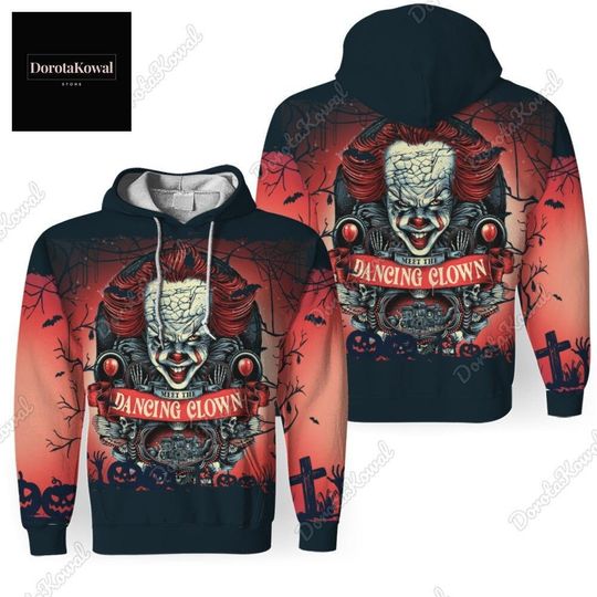Pennywise Halloween Hoodie, Pennywise Clown Horror 3D T-Shirt, Killer Clown Sweatshirt, Pennywise IT Movie Scary Shirt For Men