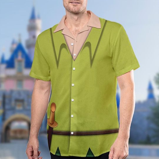 Peter Pan Hawaii Shirt, Flying Fairytale Cosplay Costume All Over Print Button Up, Peter Pan Summer Hawaiian Shirt, Gift Shirt For Friend