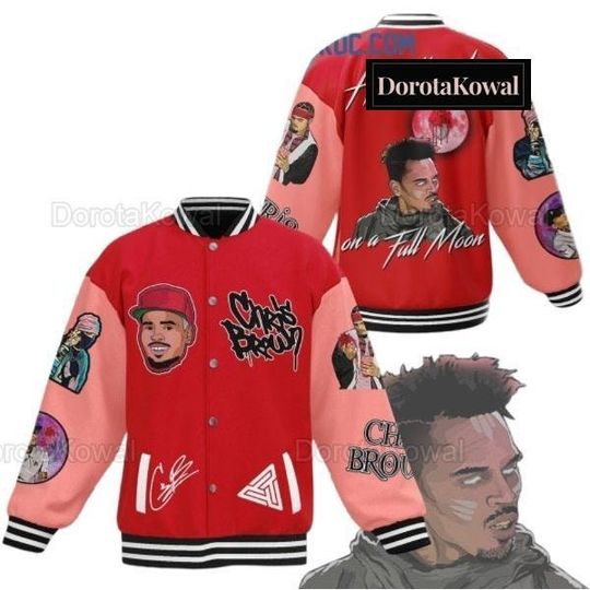 Chris Brown Heartbreak On The Full Moon Baseball Jacket, Chris Brown Merch, Chris Brown Fan Gift, Mens Baseball Jacket, Chris Brown Bas