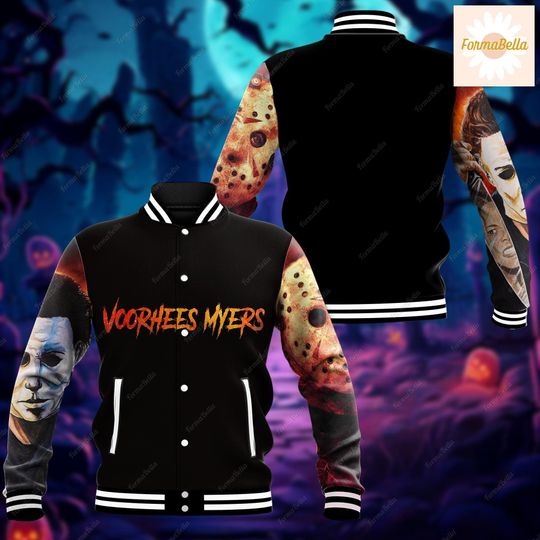 Halloween Voorhees Myers Baseball Jacket, Horror Movies Baseball Jacket, Halloween Outfit For Fan, Michael Myers Jacket, Jacket Men