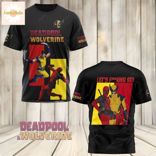 Halloween Deadpool And Wolverine T-Shirt, Wolverine Deadpool 3 Movie Tee, Superhero Shirt, Funny Deadpool T-Shirt, 3D All Over Print