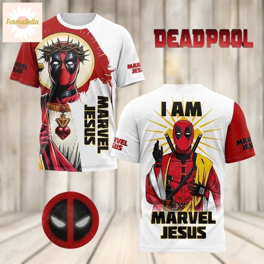 Halloween Deadpool Shirt, Marvel Jesus T-Shirt, Religious Tee, Funny Deadpool Jesus Shirt, Christian Shirts, 3D All Over Print Shirt