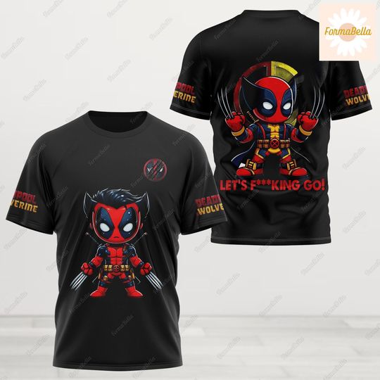 Halloween Deadpool Wolverine Shirt, Wolverine Deadpool Movie Tee, Deadpool 3 Shirt, Wolverine Graphic Tee, 3D All Over Print Shirt
