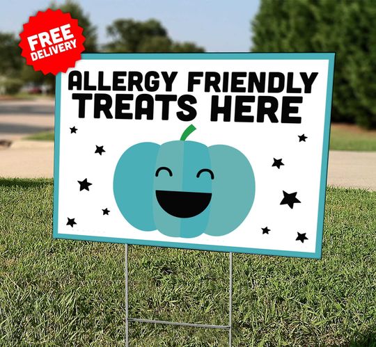 HALLOWEEN YARD SIGN: "Teal Pumpkin" - Lawn Sign - Trick or Treat - Allergy Friendly