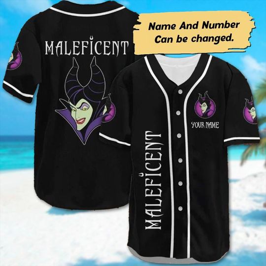 Personalized Maleficent Villains Baseball Jersey, Maleficent Halloween Jersey Shirt, Horror Character Shirt, Sleeping Beauty Halloween Shirt