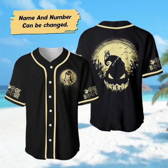 Custom Oogie Boogie Halloween Baseball Jersey, Oogie Boogie Jersey Shirt, Nightmare Before Christmas Shirt, Halloween Jersey Shirt