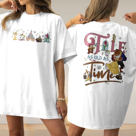 Retro Belle Princess Tale As Old As Time Two-sided Shirt, Romantic Beauty And The Beast Shirt, Magic Kingdom Family Trip Shirt